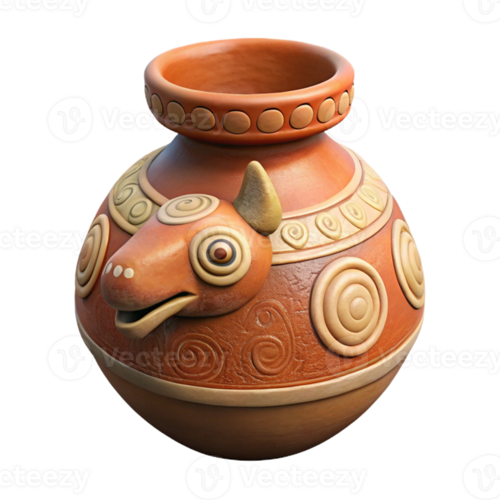 magnificent contemporary Mayan Pottery Vessel Animal Motif premium png