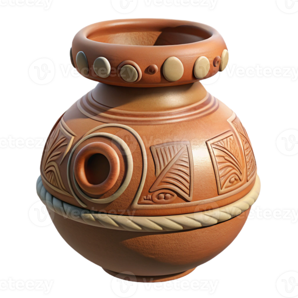 beautiful rustic Mayan Pottery Vessel Animal Motif genuine png