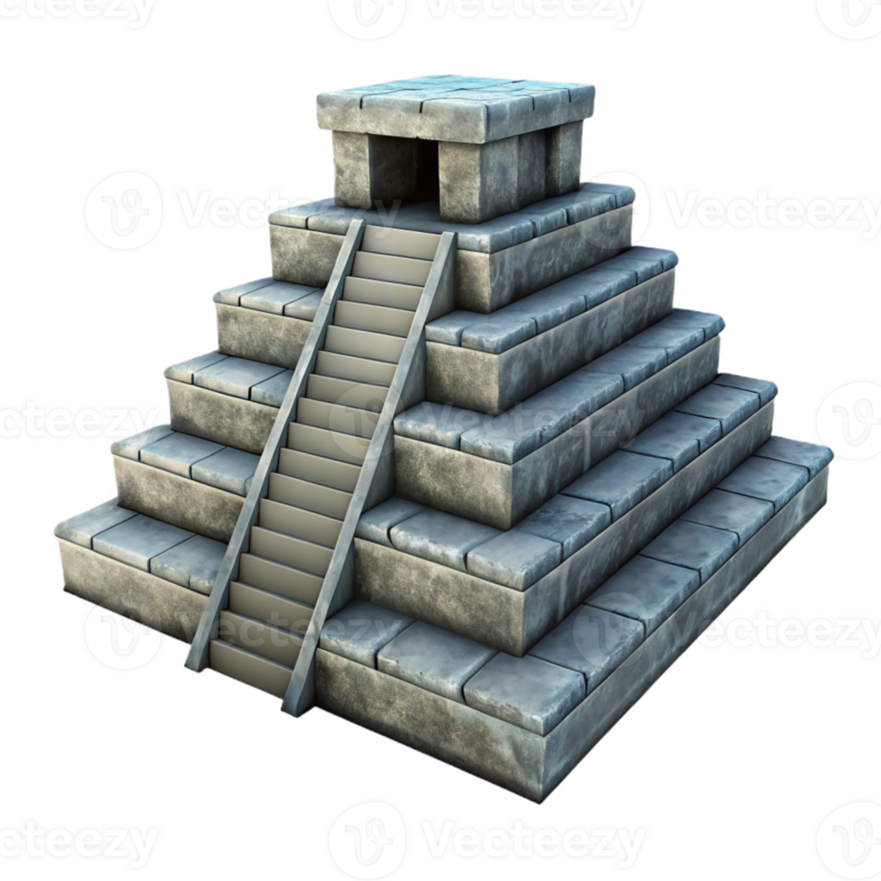 beautiful abstract Mayan Pyramid Steps Stone Texture Isolated premium png