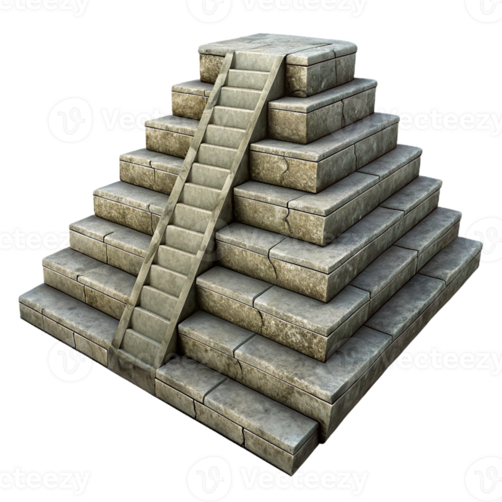elegant contemporary Mayan Pyramid Steps Stone Texture Isolated high resolution png