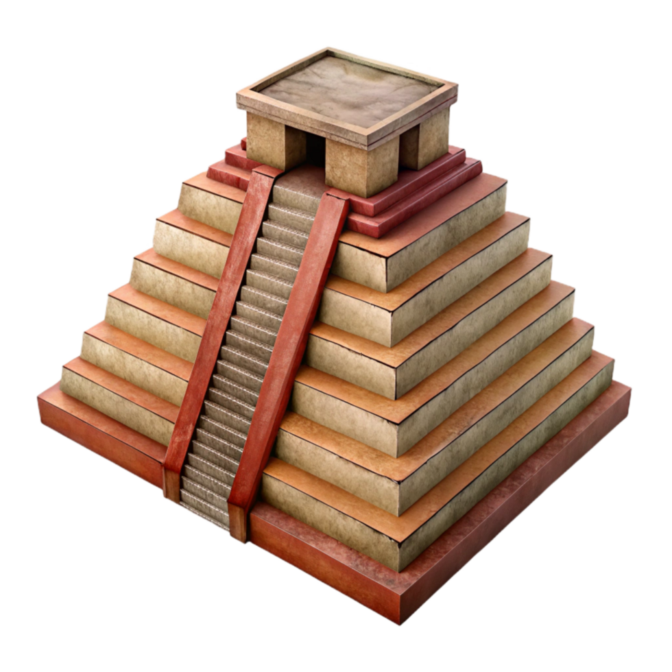 impressive abstract Mayan Pyramid Temple Top View Cutout authentic png