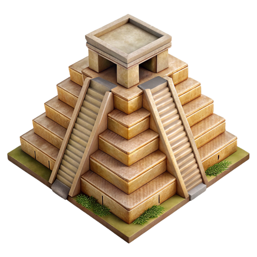 dramatic traditional Mayan Pyramid Temple Top View Cutout authentic png