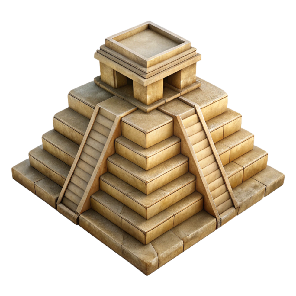 dramatic artistic Mayan Pyramid Temple Top View Cutout high quality png