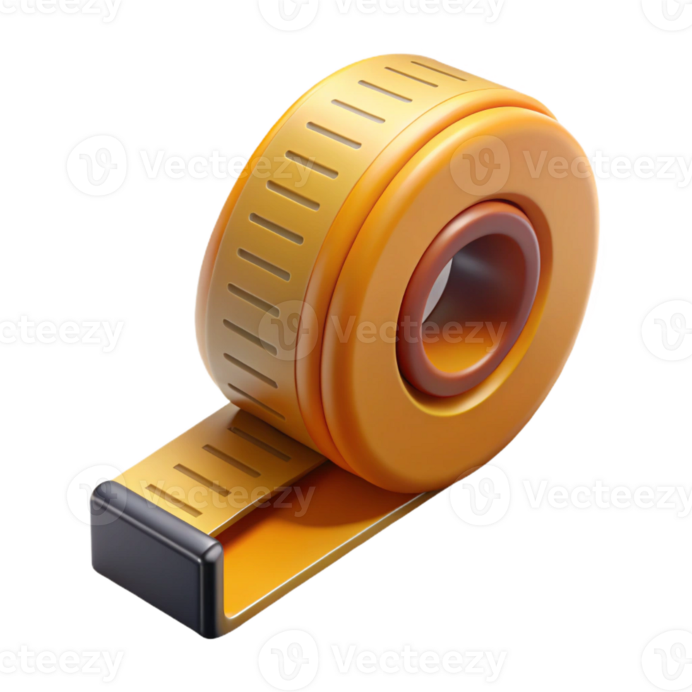 vibrant contemporary Measuring Tape Rolled Up Cutout on Transparent Background high resolution png