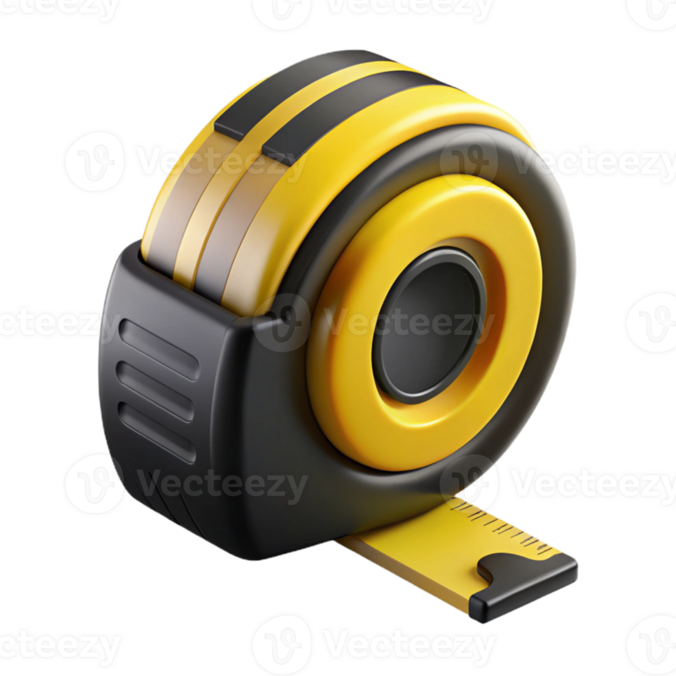 impressive minimalist Measuring Tape Yellow and Black Cutout on Transparent Background detailed png