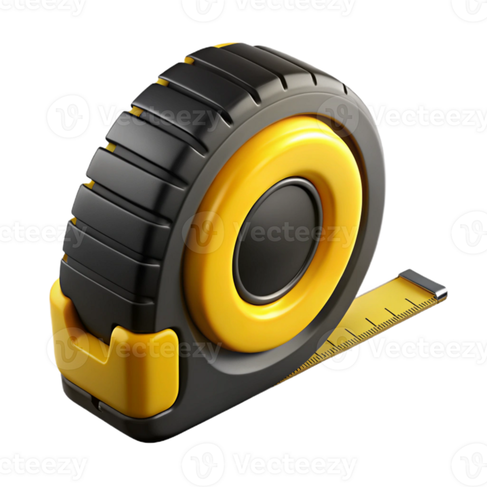 beautiful modern Measuring Tape Yellow and Black Cutout on Transparent Background png