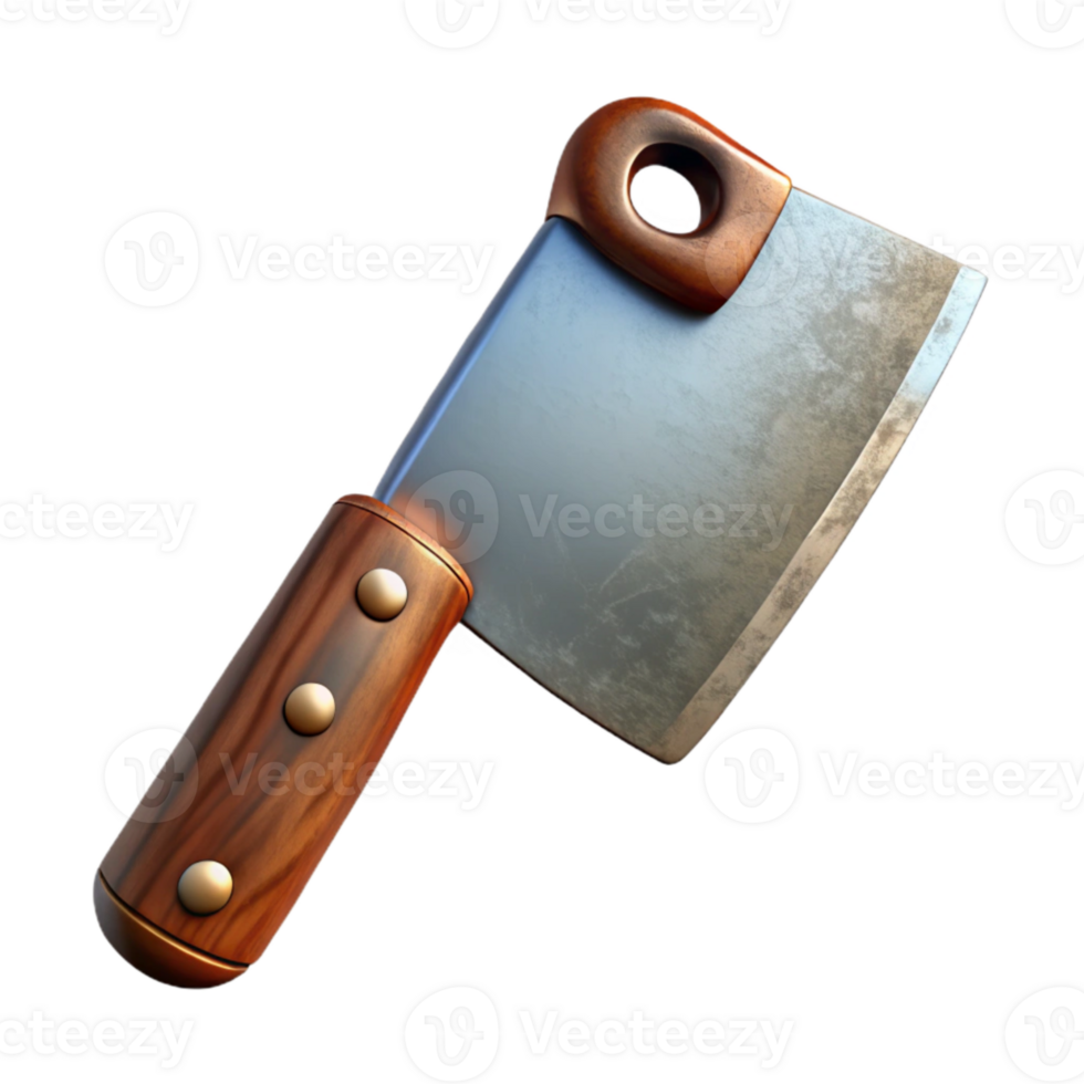 elegant traditional Meat Cleaver Sharp Blade Isolated on Transparent Background professional png