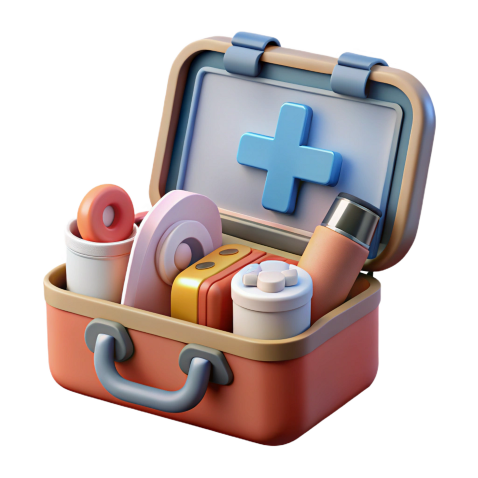 magnificent minimalist Medical Kit Open with Supplies Isolated high quality png