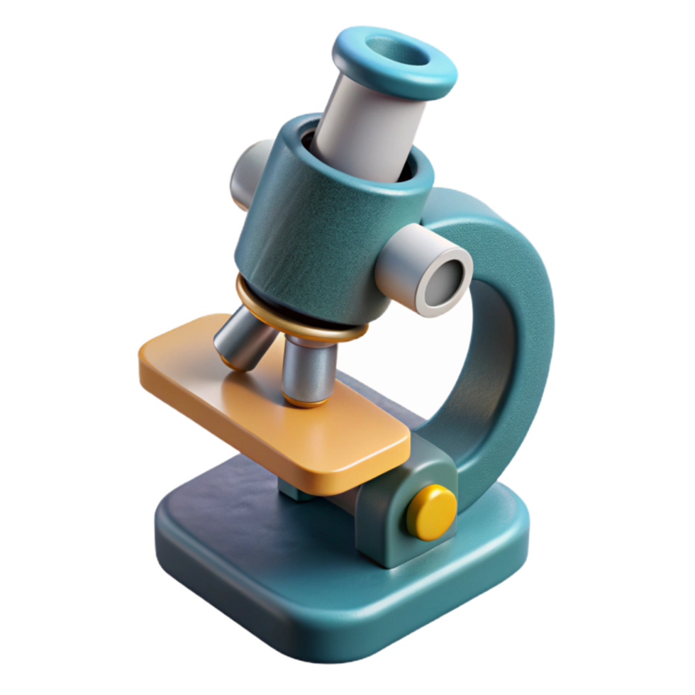 beautiful vintage Medical Research Microscope Top View Isolated original png