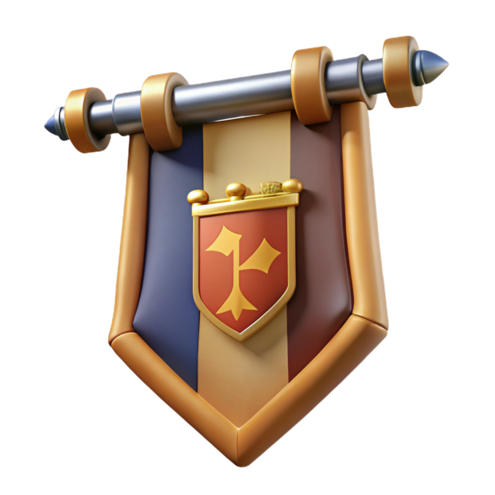 elegant creative Medieval Banner with Coat of Arms Isolated Cutout exclusive png