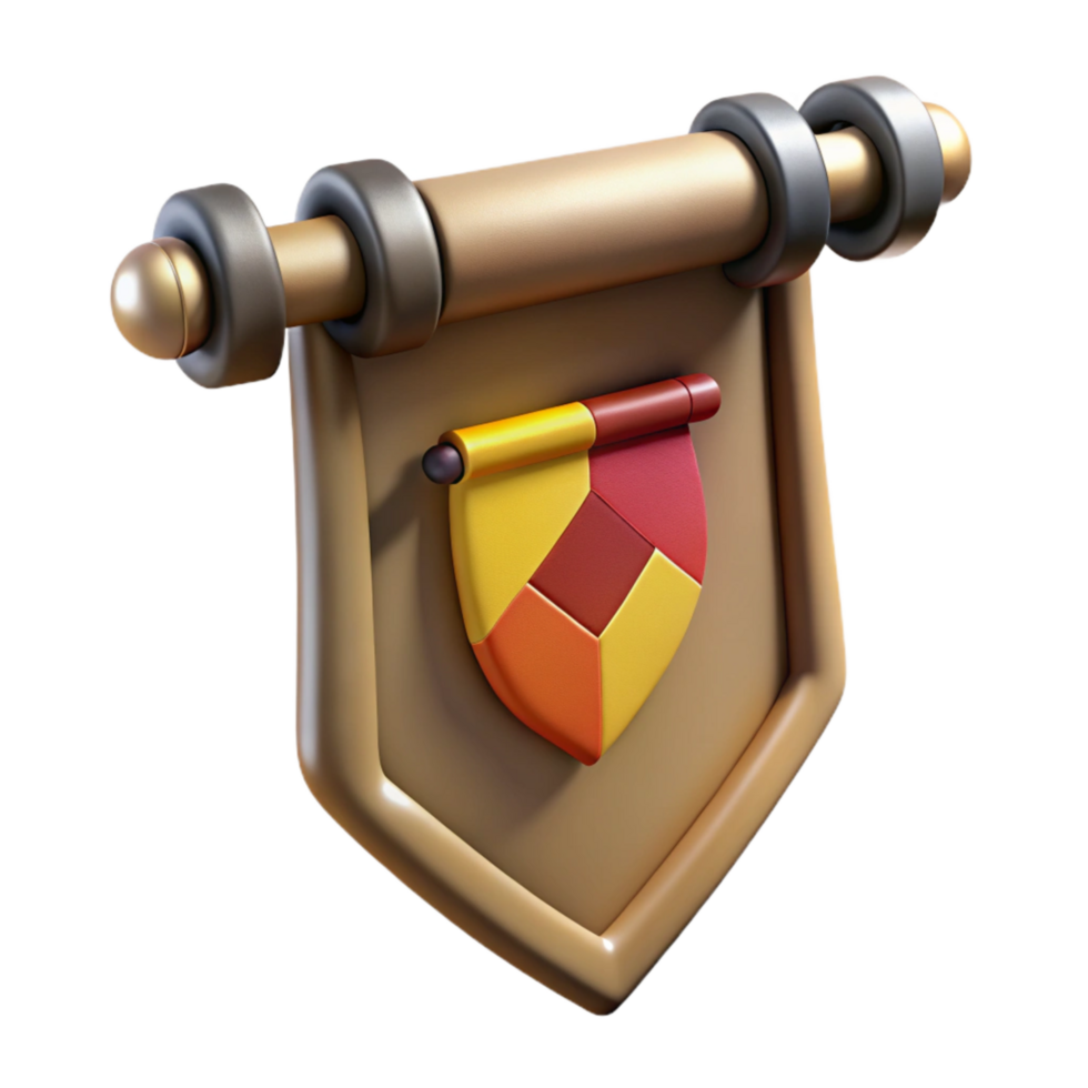 serene classic Medieval Banner with Coat of Arms Isolated Cutout detailed png