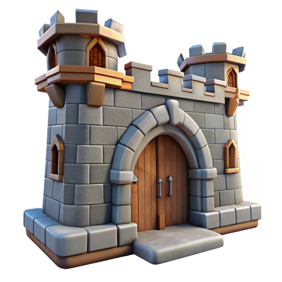 dramatic abstract Medieval Castle Gatehouse Fortified Walls Transparent Background high quality png