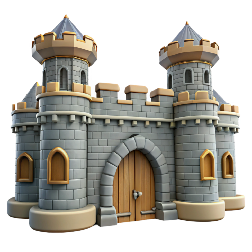 beautiful contemporary Medieval Castle Gatehouse Fortified Walls Transparent Background genuine png