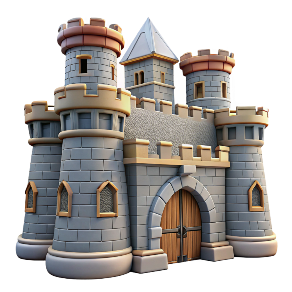 elegant abstract Medieval Castle Gatehouse Fortified Walls Transparent Background png