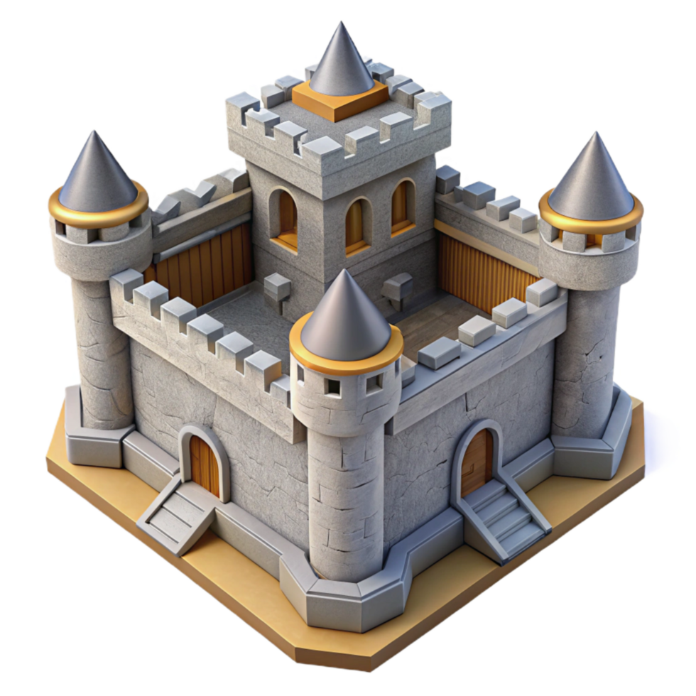 stunning classic Medieval Castle Keep High Angle View Transparent Background genuine png