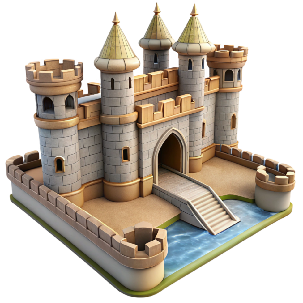 vibrant classic Medieval Castle Moat Bridge Cutout high quality png