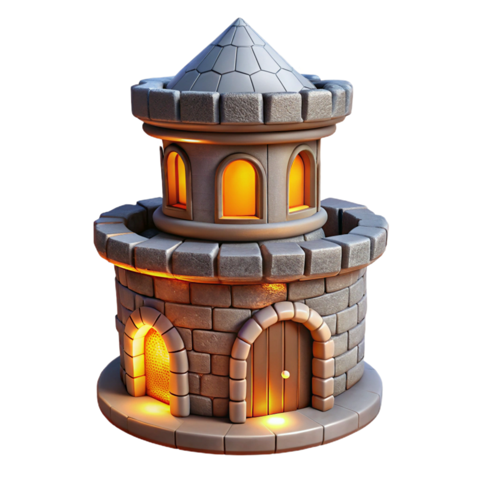 dramatic traditional Medieval Castle Turret Illuminated Cutout original png