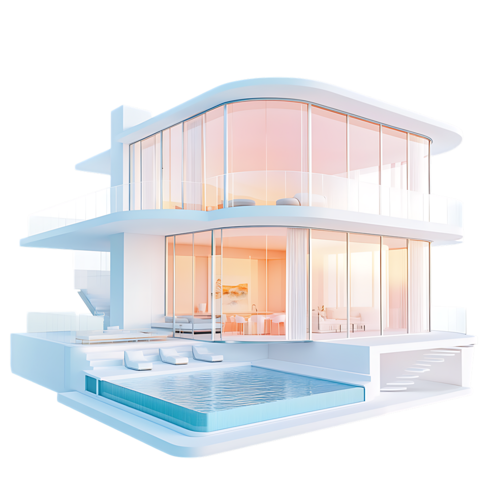 Modern house with pool png