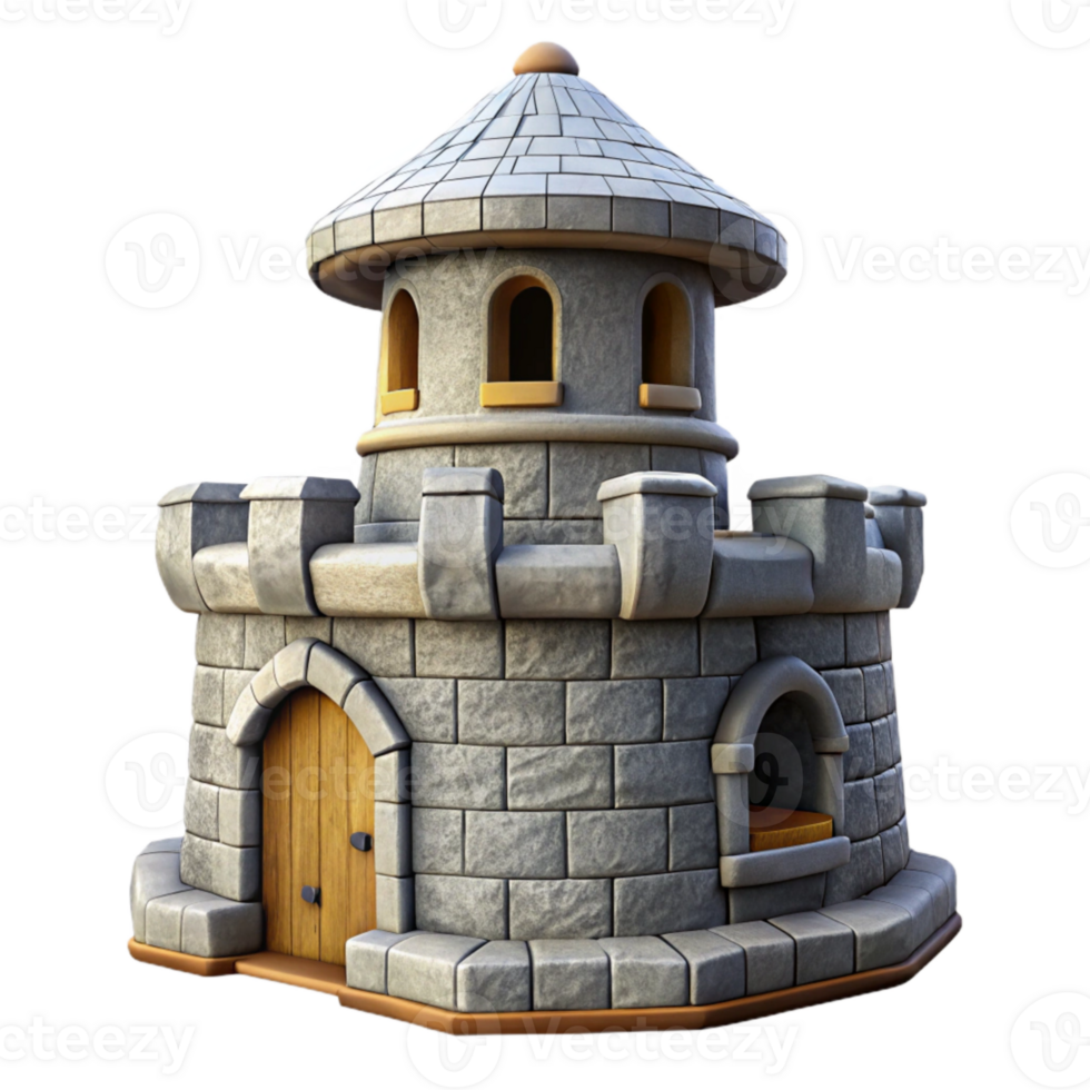 dramatic artistic Medieval Castle Turret Isolated Element detailed png