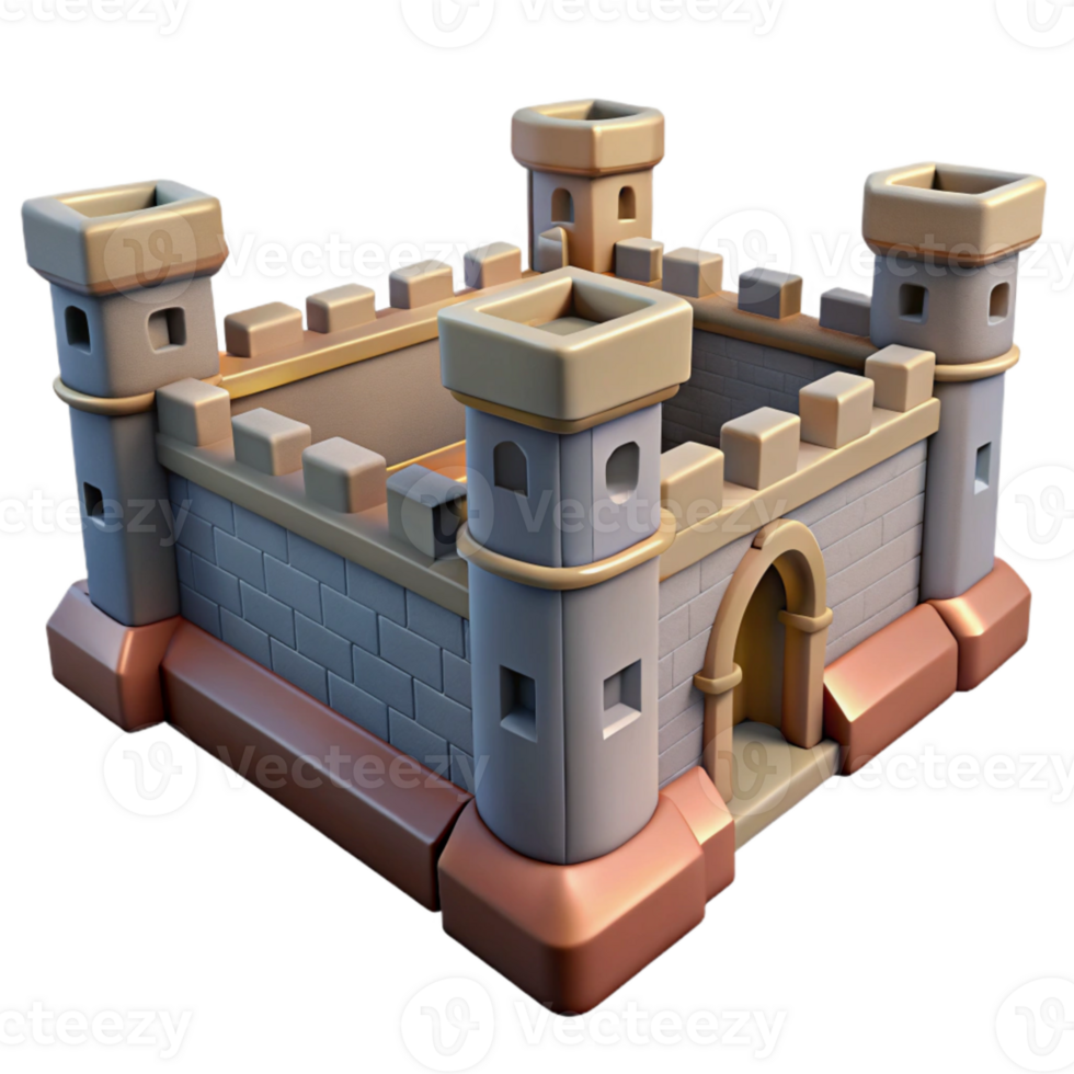 extraordinary traditional Medieval City Wall Fortification Cutout on Transparent Background high quality png