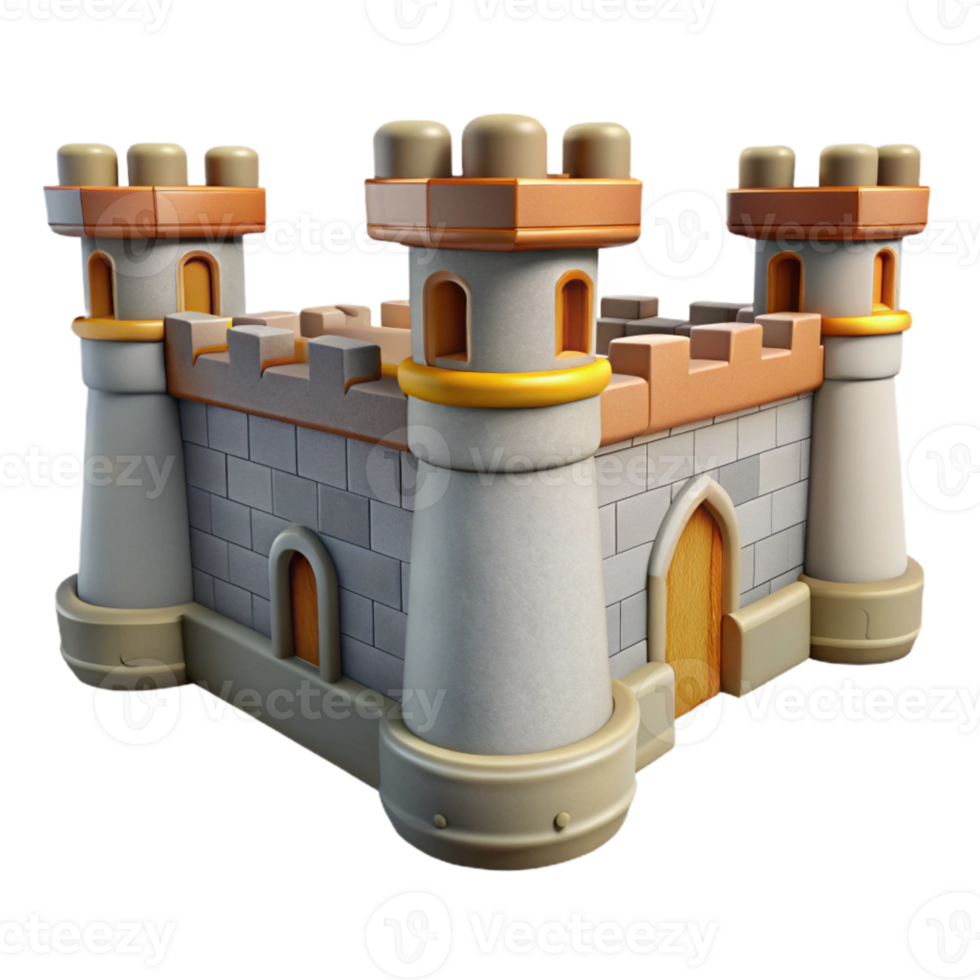 beautiful rustic Medieval City Wall Fortification Cutout on Transparent Background detailed png