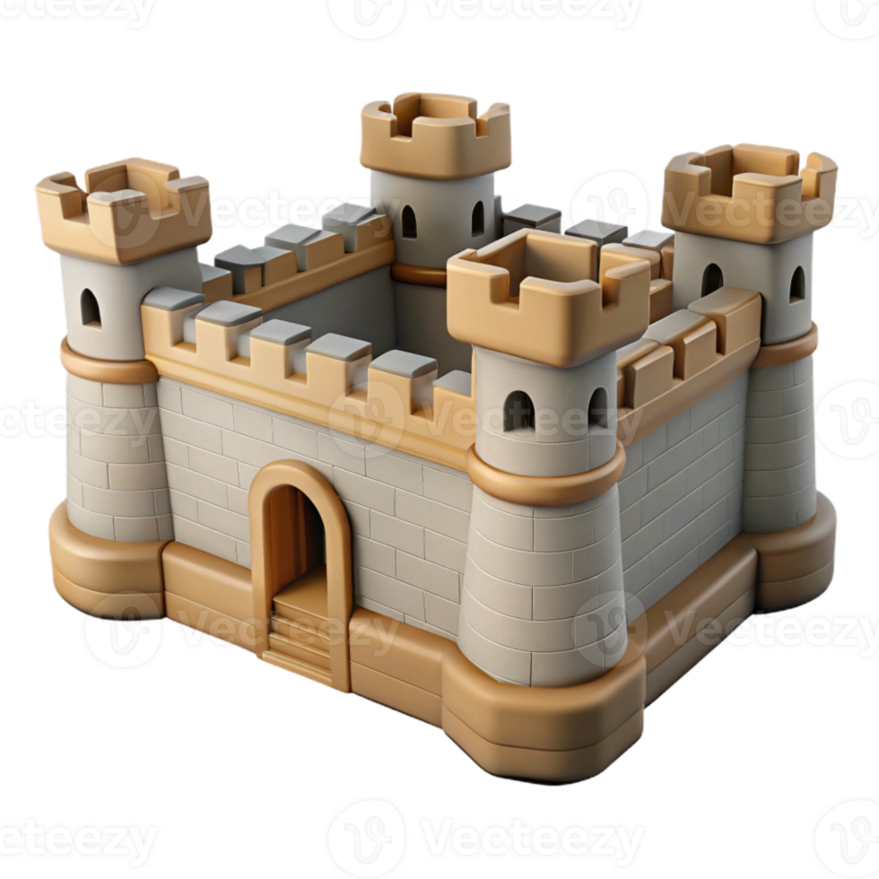 beautiful artistic Medieval City Wall Fortification Cutout on Transparent Background high resolution png