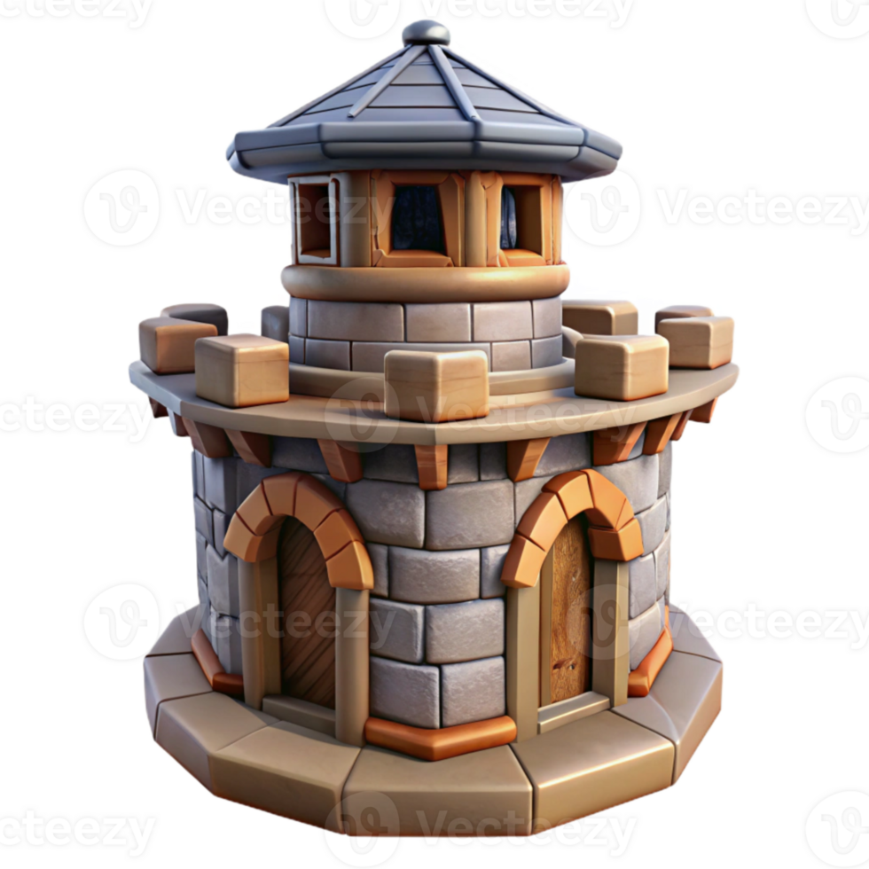 dramatic abstract Medieval City Walls Guard Tower Detail Transparent Background premium png