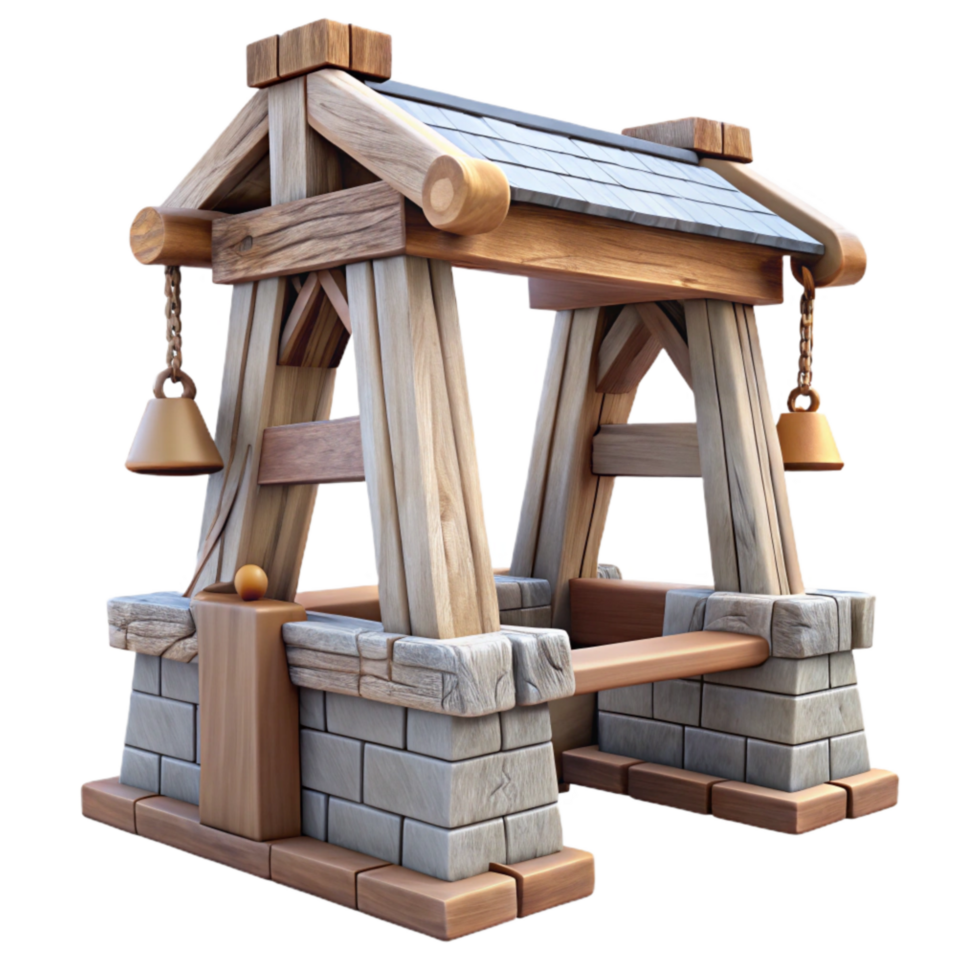 elegant classic Medieval Drawbridge Raised Position Transparent Background detailed png