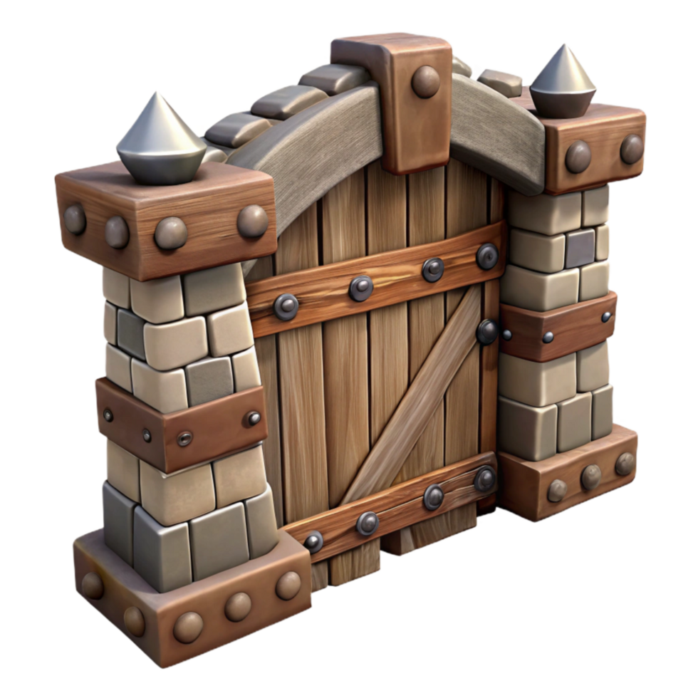 magnificent traditional Medieval Fortress Gate Heavy Wood Transparent Background premium png