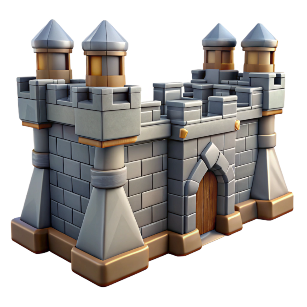 beautiful creative Medieval Fortress Wall Defensive Structure Transparent Background high quality png