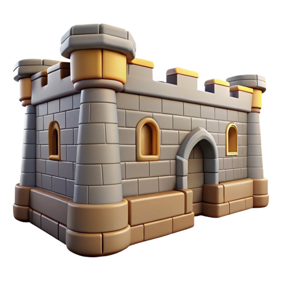 vibrant rustic Medieval Fortress Wall Section Cutout Element exclusive png