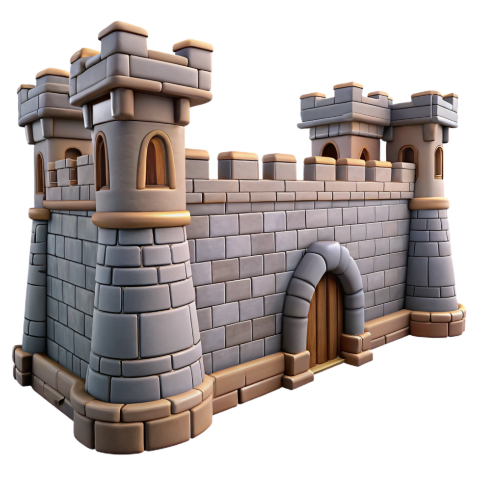 beautiful classic Medieval Fortress Wall Detail Isolated Cutout premium png