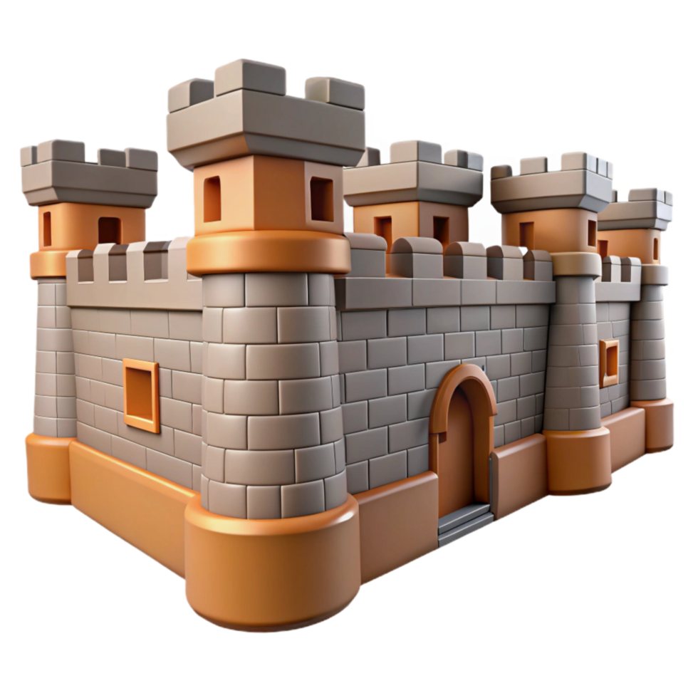 extraordinary rustic Medieval Fortress Wall with Battlements Cutout detailed png