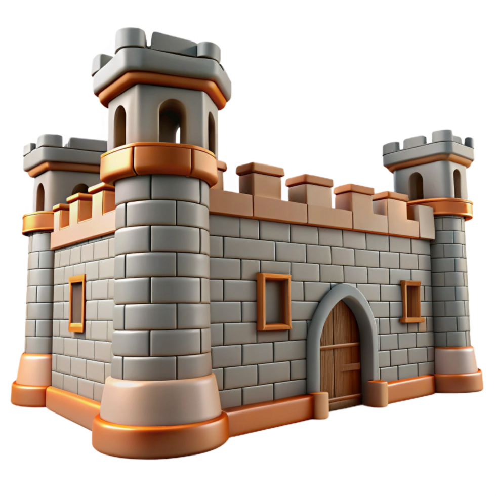 beautiful rustic Medieval Fortress Wall with Battlements Cutout authentic png