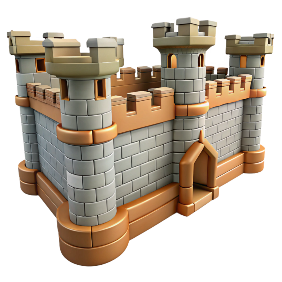 beautiful artistic Medieval Fortress Wall with Battlements Cutout png