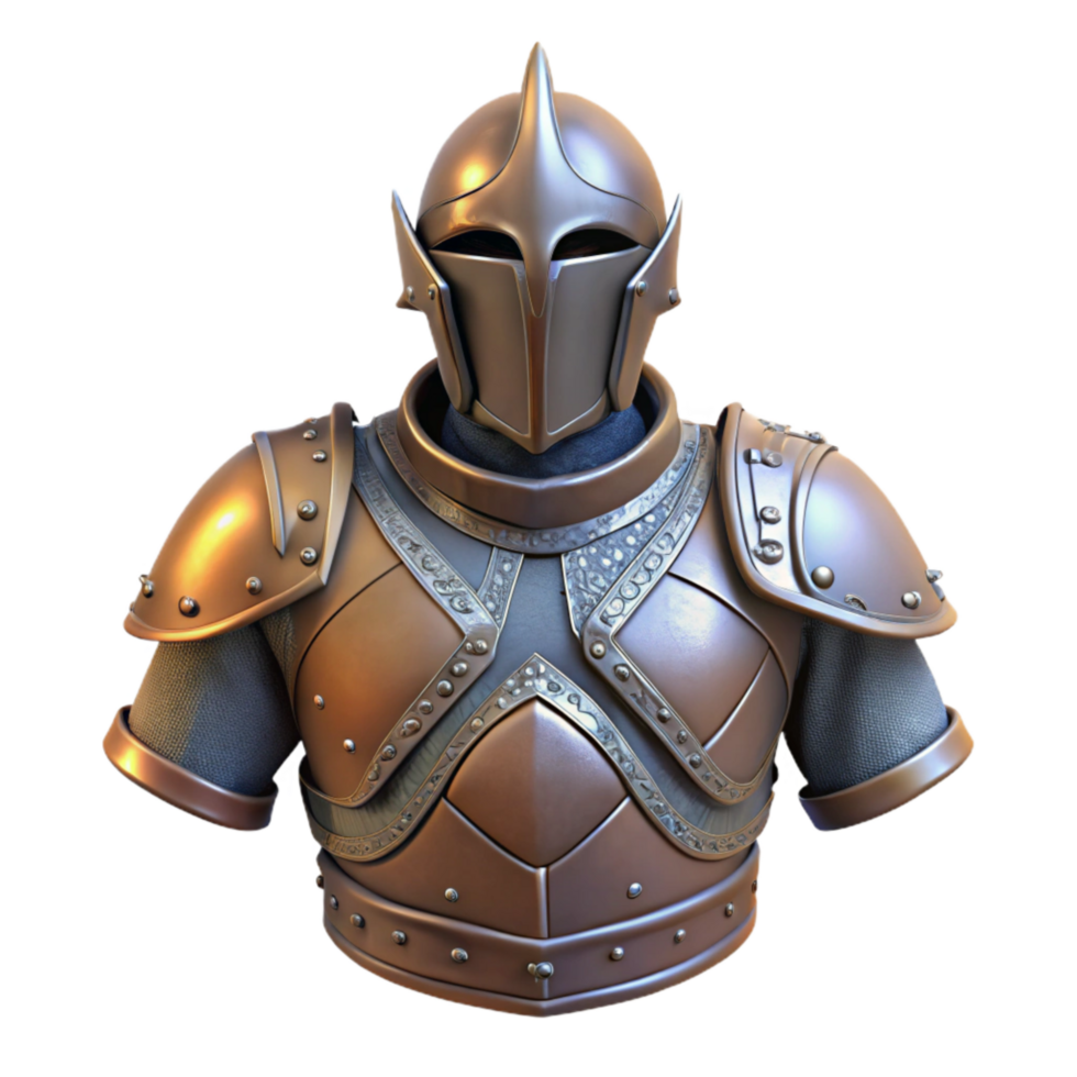 vibrant contemporary Medieval Knight Armor Front View Isolated Cutout premium png