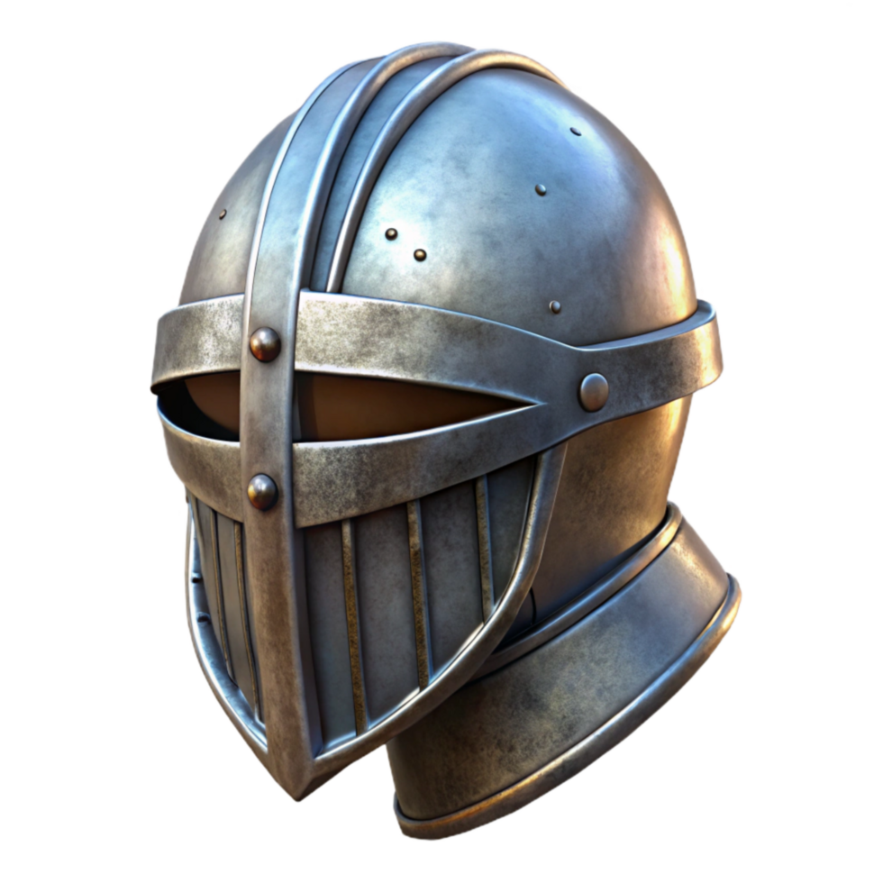 vibrant artistic Medieval Knight Helmet Side Angle Isolated high quality png