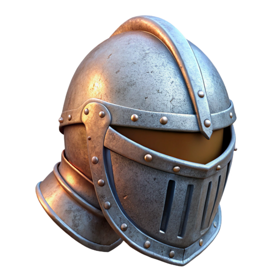 dramatic modern Medieval Knight Helmet Side Angle Isolated high quality png
