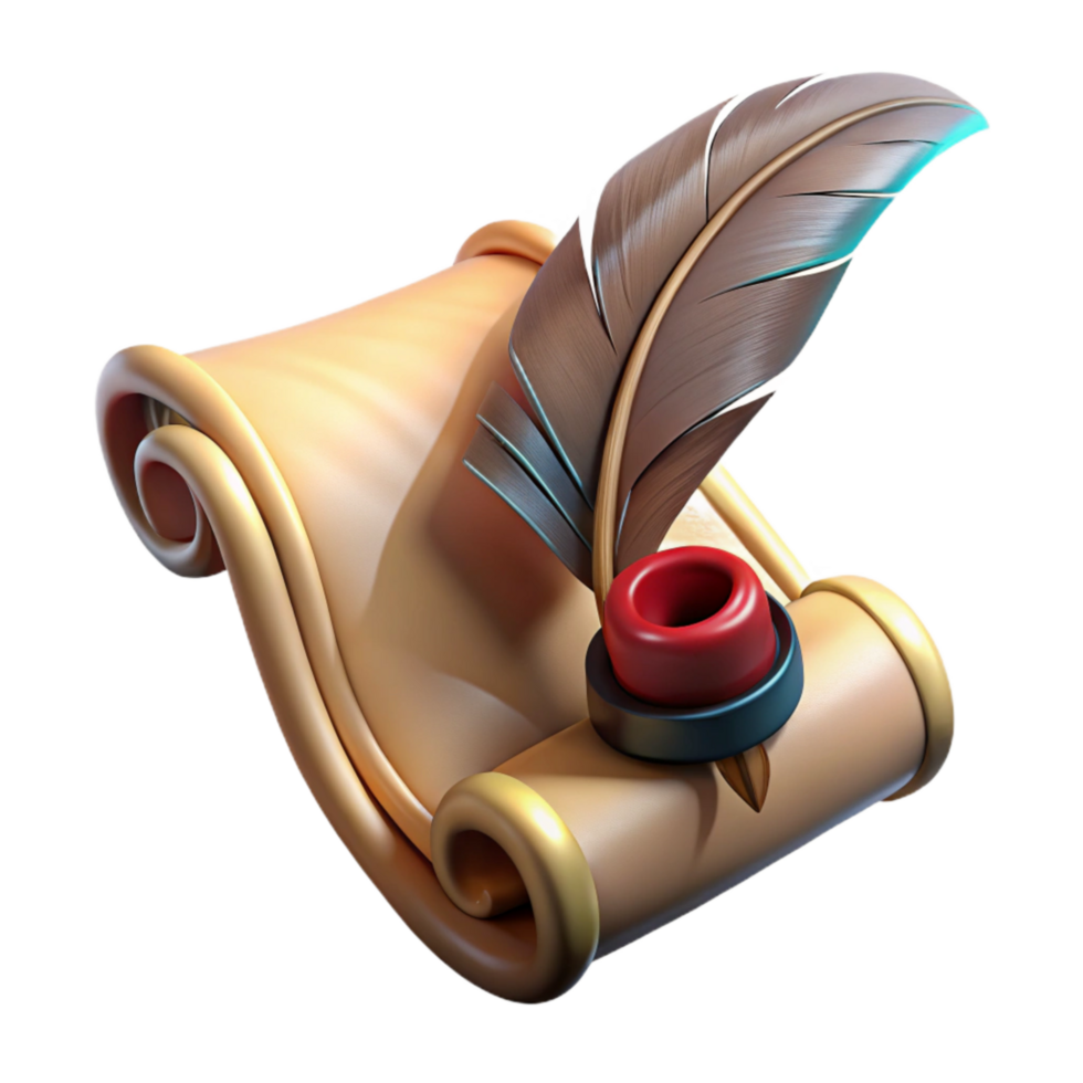 magnificent creative Medieval Manuscript with Quill Isolated Cutout original png