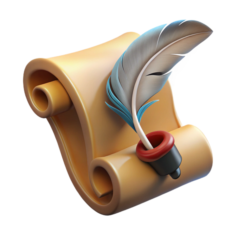 wonderful contemporary Medieval Manuscript with Quill Isolated Cutout exclusive png