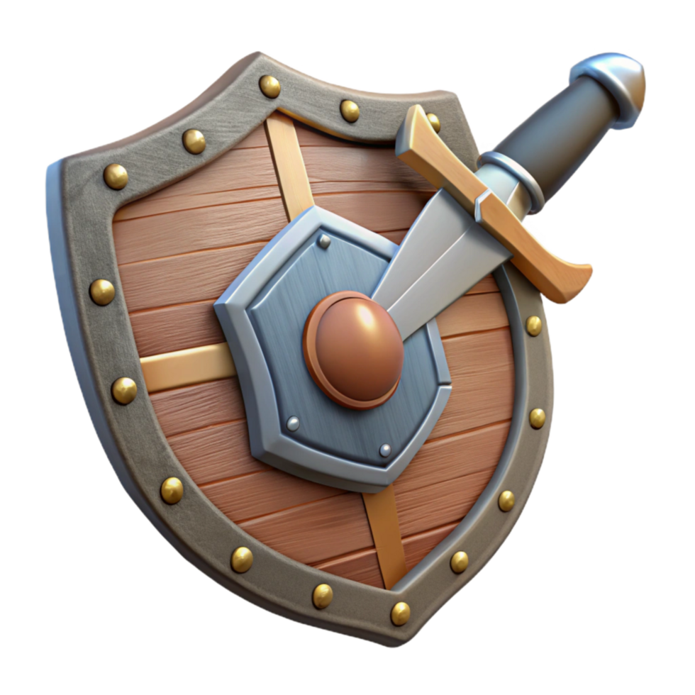 serene creative Medieval Sword and Shield Isolated Cutout detailed png