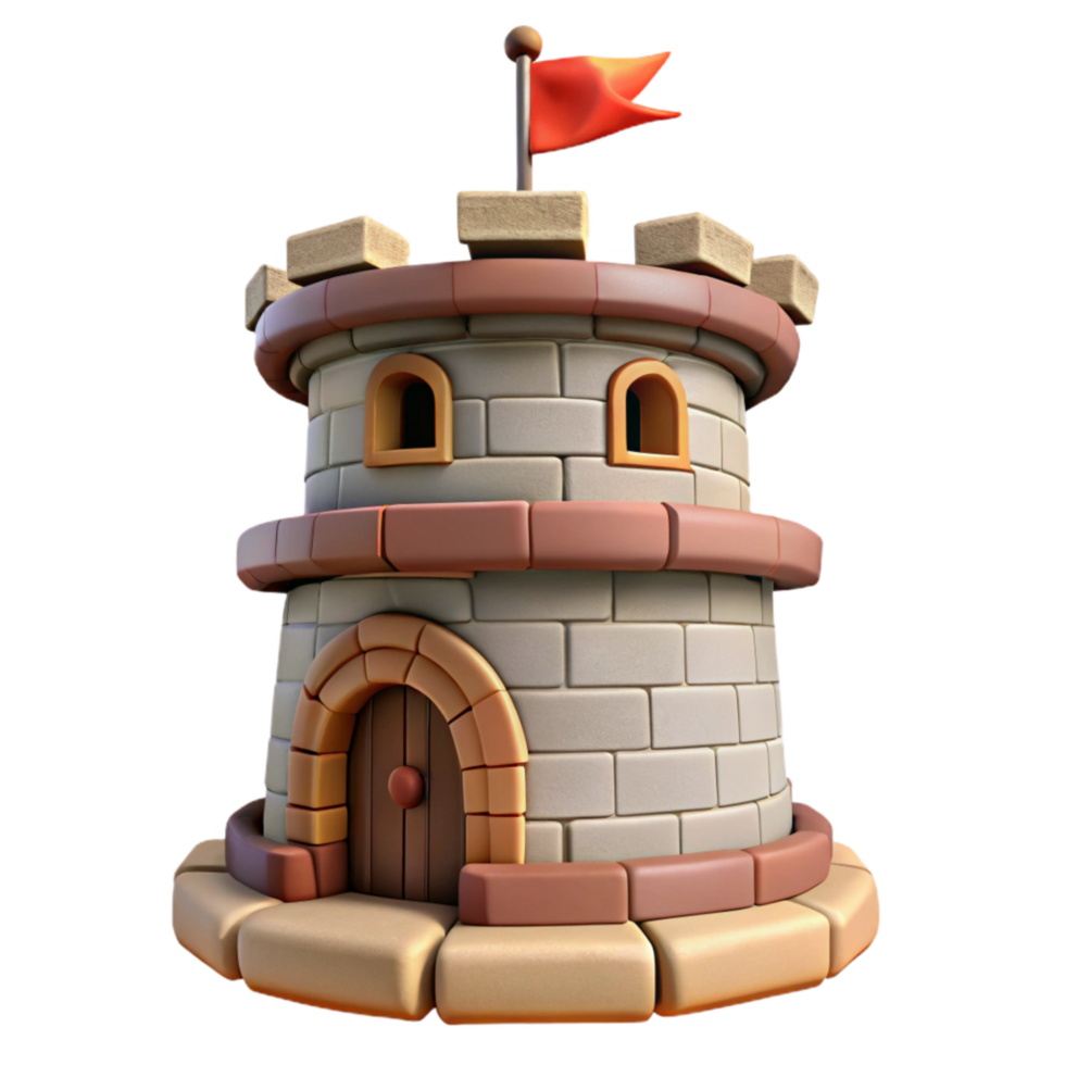 serene classic Medieval Tower with Flag Transparent Background original png