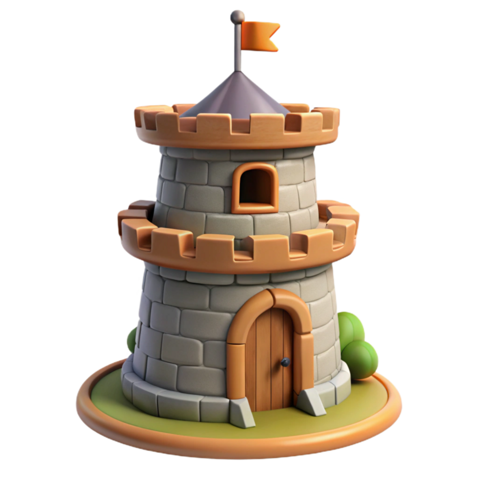 vibrant rustic Medieval Tower with Flag Transparent Background authentic png