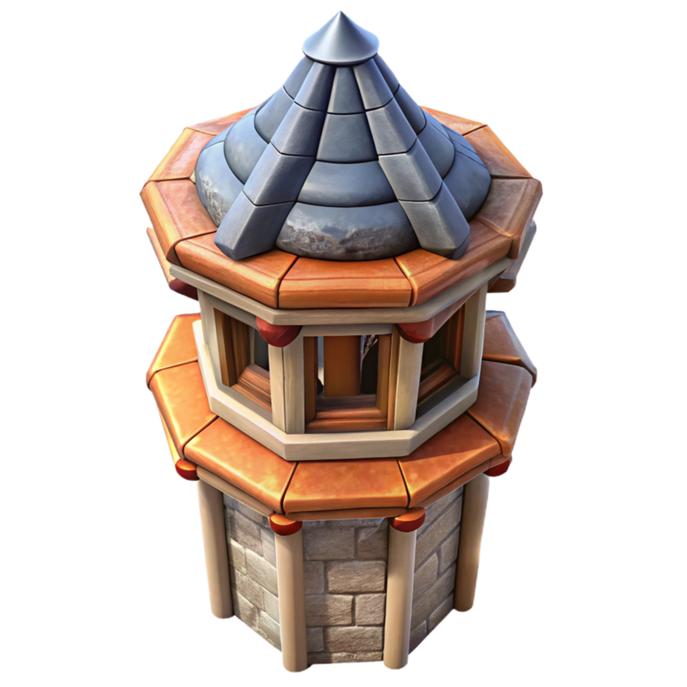 magnificent minimalist Medieval Tower Top View Transparent Background png