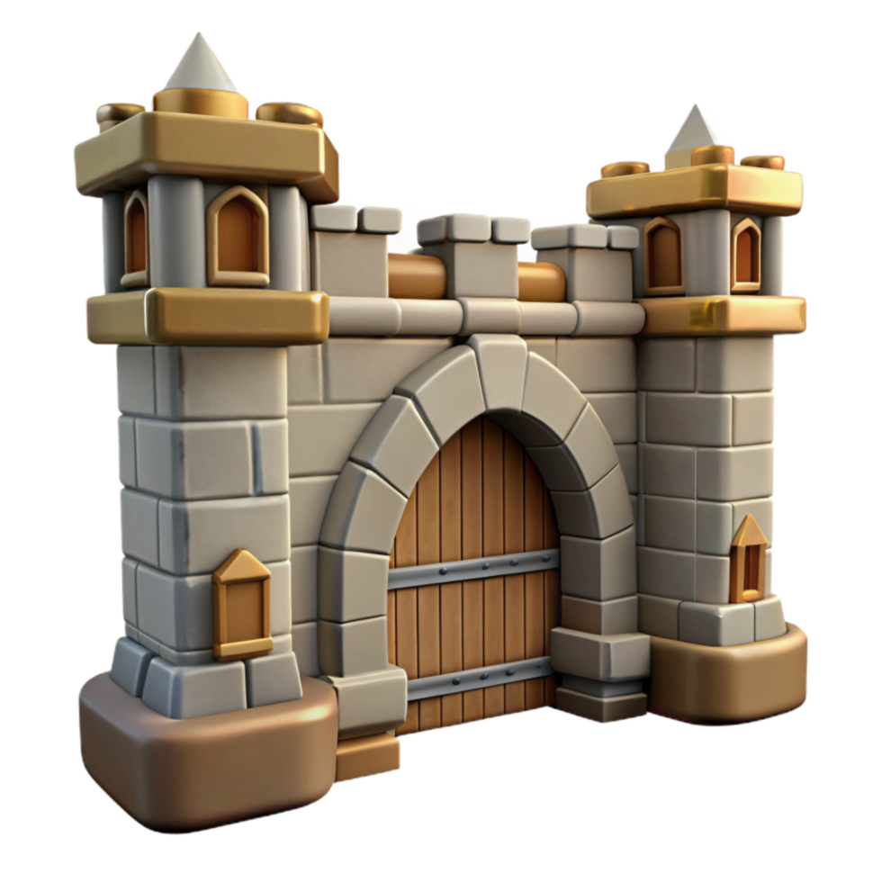 serene minimalist Medieval Town Gate Fortified Entrance Cutout Element png