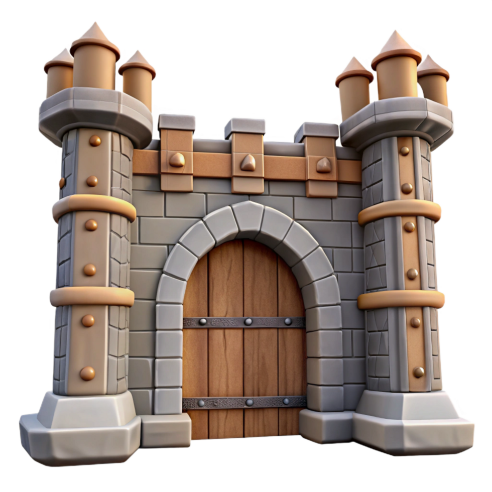 elegant vintage Medieval Town Gate Fortified Entrance Cutout Element premium png