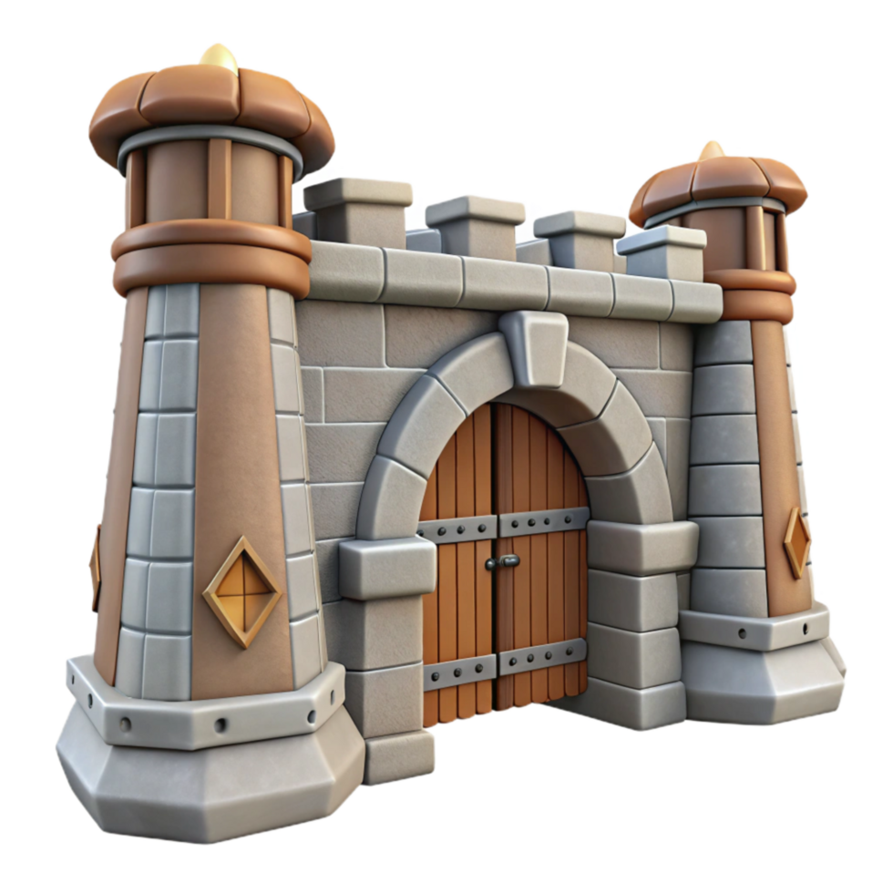 extraordinary rustic Medieval Town Gate Fortified Entrance Cutout Element professional png