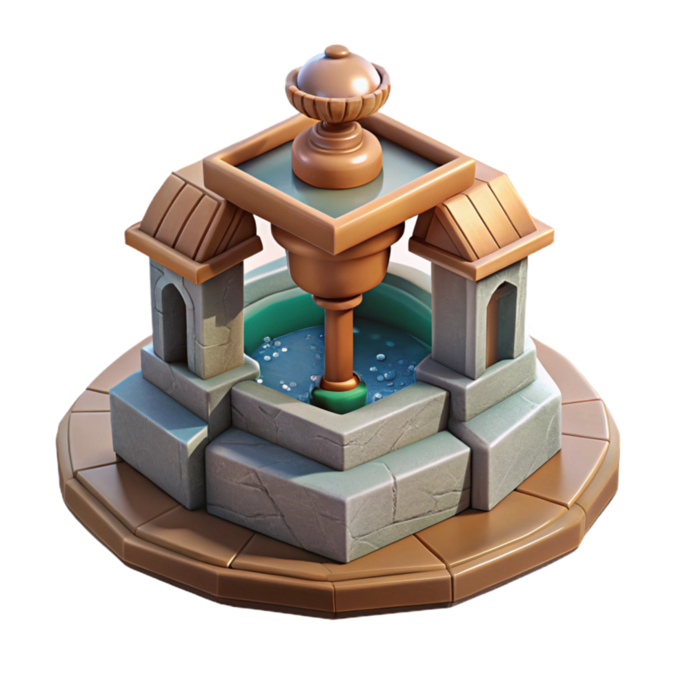 vibrant modern Medieval Town Square Fountain Transparent authentic png