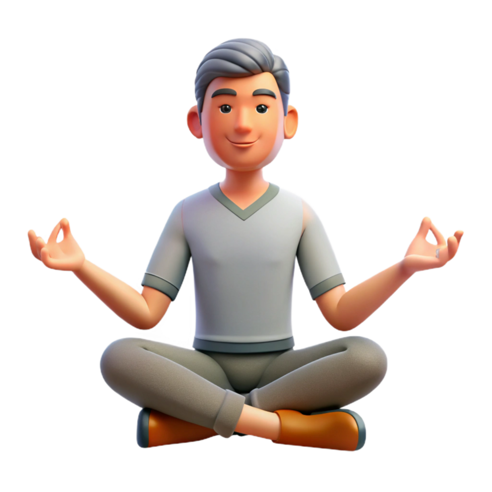 beautiful modern Meditating Man with Open Hands Element png