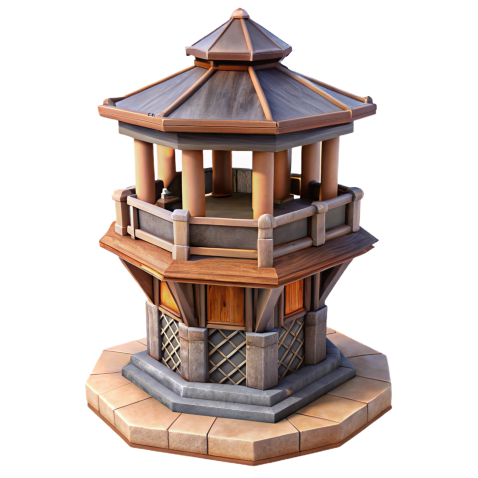 dramatic classic Medieval Watchtower High Vantage Point Transparent Background exclusive png